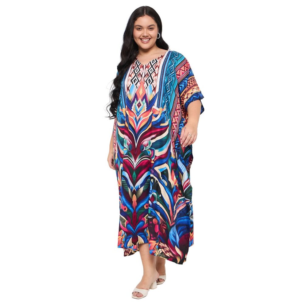 Gypsie Blu Caftan Dresses for Women Plus Size Maxi Cover Up Dresses for Beach